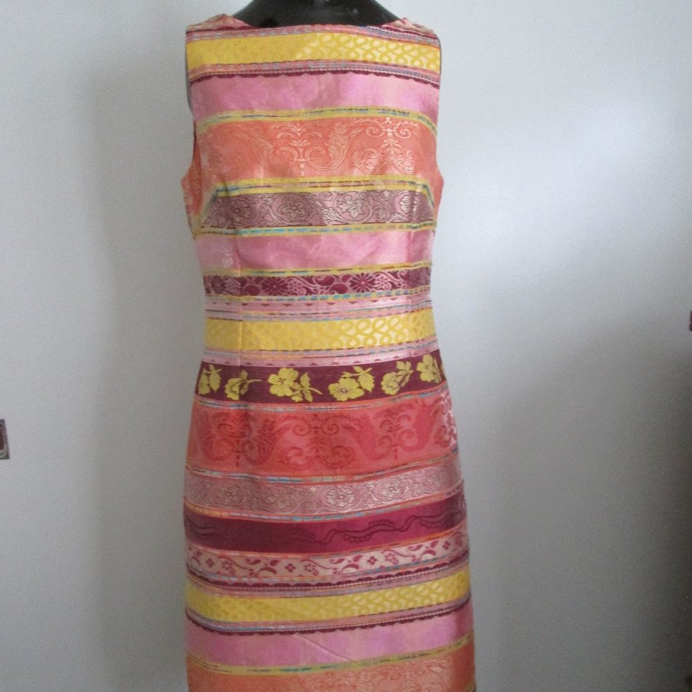 CHETTA B multicolor floral striped sheath dress